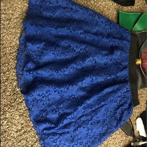 Blue lace mini skirt